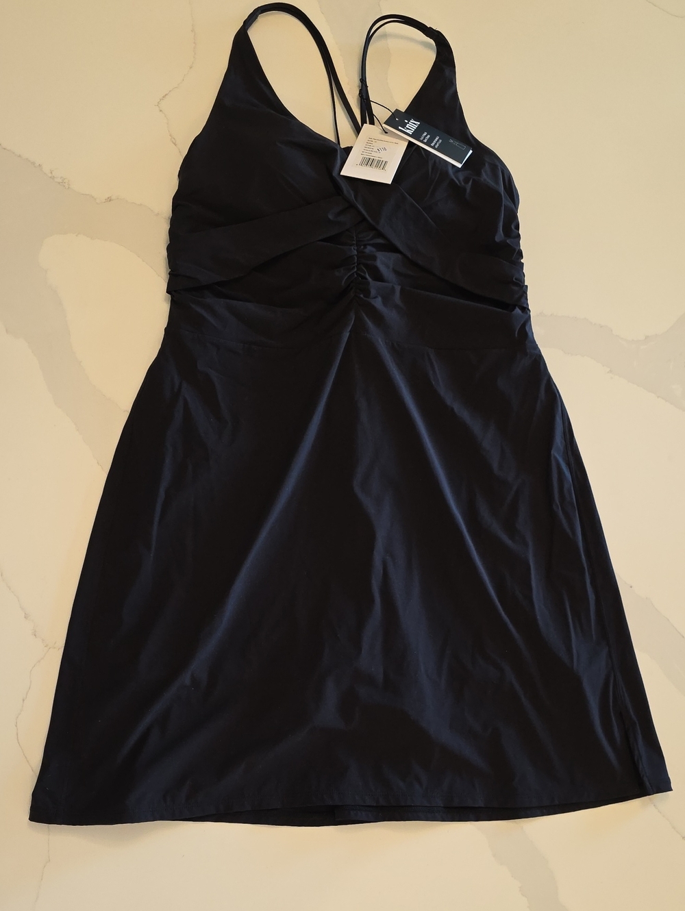 knix Black Ruched V-Neck Mini Dress